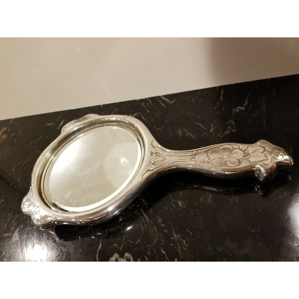 Antiwue Silver Plated Hand Mirror 10